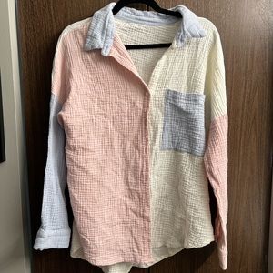 Color block button down